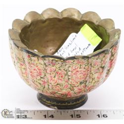 ANTIQUE KASHMIR LACQUERED HANDPAINTED BOWL.