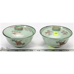 PAIR OF VINTAGE JAPANESE BOWLS WITH LIDS