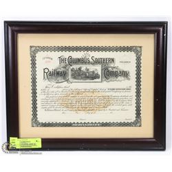 FRAMED THE COLUMBUS SOUTHERN RAILWAY COMPANY