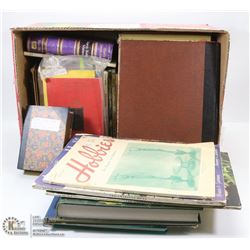 BOX OF VINTAGE BOOKS.