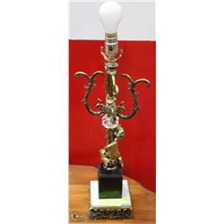 CHERUB TABLE LAMP, METAL WITH MARBLE BASE, 26"