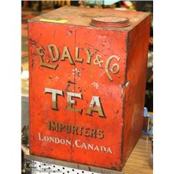 ANTIQUE GENERAL STORE TEA TIN DISPLAY.