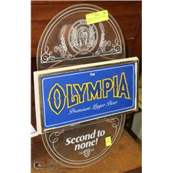VINTAGE OLYMPIA ELECTRIC BEER SIGN 12" X 17"