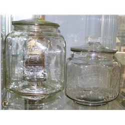 LARGE AND SMALL VINTAGE PEANUT JARS