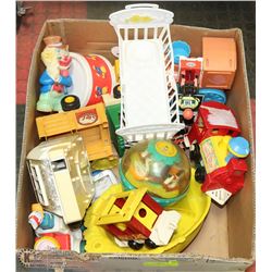 BOX OF VINTAGE TOYS FISHER PRICE AND MORE....