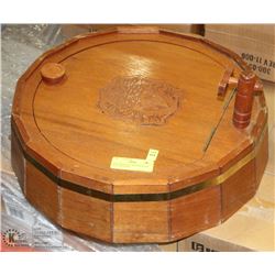 WOOD BEER KEG WITH MINI BAR WALL HANGING