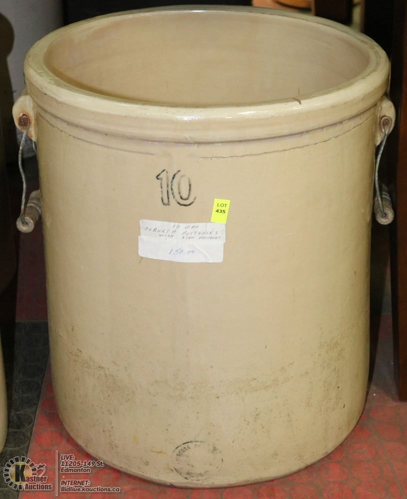 ALBERTA POTTERIES 10 GALLON CROCK WITH HANDLES