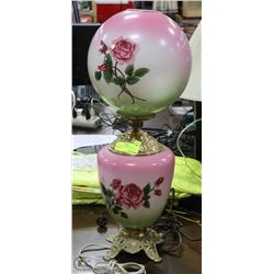 HANDPAINTED GLOBE SHADE LAMP. VINTAGE
