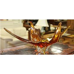 LARGE CHALET DISH WITH CHALET ETCHED IN BOTTOM.