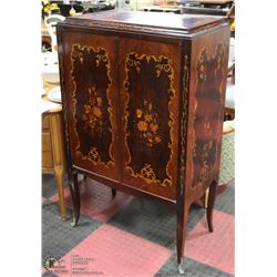 ESTATE WOOD INLAY 2 DOOR CABINET NO KEY