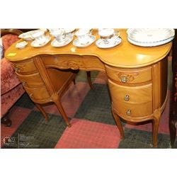 SOLID WOOD VINTAGE 6 DRAWER WRITING DESK