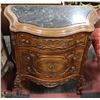 Image 1 : ESTATE CARVED WOOD MARBLE TOP END TABLE