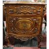 Image 2 : ESTATE CARVED WOOD MARBLE TOP END TABLE