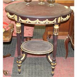 ESTATE SOLID WOOD END TABLE WITH GOLD TONE ACCENTS
