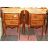 Image 1 : PAIR OF VINTAGE WOOD INLAY MARBLE TOP END TABLES