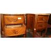 Image 4 : PAIR OF VINTAGE WOOD INLAY MARBLE TOP END TABLES