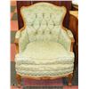 Image 1 : VINTAGE FRENCH PROVINCIAL STYLE GREEN FABRIC SOFA