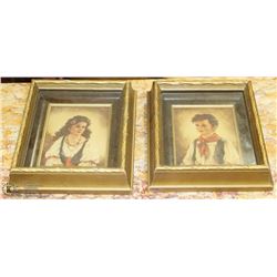 PAIR OF ANTIQUE FRAMED PICTURES 7.5" X 6.5"