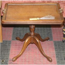 VINTAGE OCCASIONAL TABLE WITH SERVING LID.