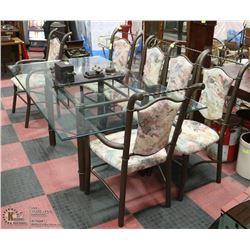 METAL AND GLASS TABLE WITH 6 CHAIRS