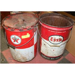 5 GAL ESSO & 5 GAL TEXACO OIL CANS