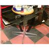 Image 1 : TABLE WITH SMOKED GLASS TOP 42" DIAMETER 29"H.