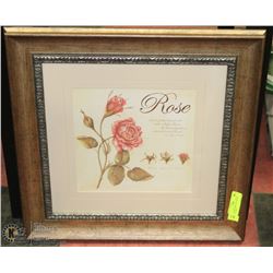 SQUARE ROSE QUOTE FRAMED PICTURE. H