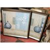 Image 1 : 2 SQUARE FRAMED CANVAS BLUE VASE THEMED PRINTS.