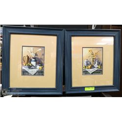 PAIR OF BLUE KITCHEN THEMED PRINTS.