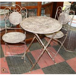 VINTAGE IRON DECORATIVE BISTRO SET (TABLE & 2