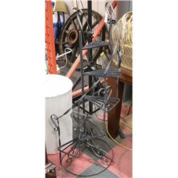 BLACK METAL PLANTER STAND 50" TALL.