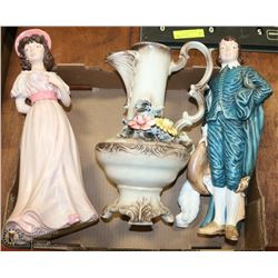 VINTAGE JUG AND LARGE STATUES OF BOY BLUE AND