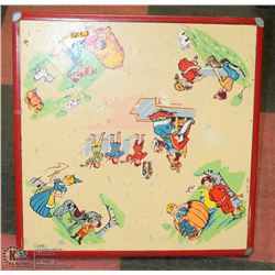 VINTAGE CHILDS TABLE WITH STORY BOOK CHARACTERS.