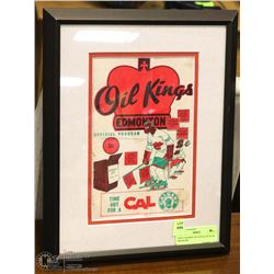 1960'S FRAMED OIL KINGS OFFICIAL PROGRAM