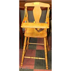 VINTAGE WOOD HIGH CHAIR.