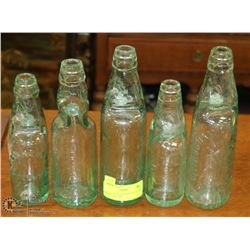 5 CODD BOTTLES INVENTED IN 1872 BY HIRAM CODD -