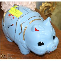 ANTIQUE PLASTIC  BLUE PIGGY BANK.