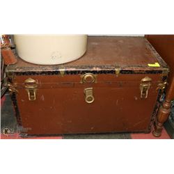 METAL WITH LEATHER  AND RIVETED TRAVELLER TRUNK