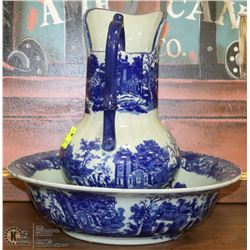 LARGE BLUE WASH BASIN VICTORIA WARE IRONSTONE AND