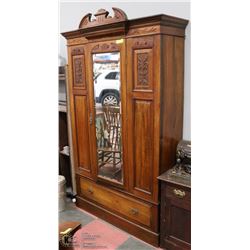 ANTIQUE WARDROBE WITH MIRROR FRONT DOOR