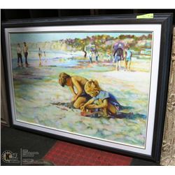 GENE PROKOP CHILDREN ON THE BEACH ART FRAMED