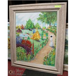 COLORFUL PAINTING OF AN ORCHARD 39"X22"