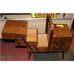 WOODEN ACCORDION STYLE SEWING CABINET
