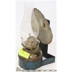 WALL HANGING COAL OIL LAMP.