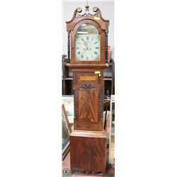 ANTIQUE WOOD CARVED CLOCK WITH KEY ON TAG #134