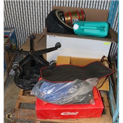 PALLET OF ESTATE ITEMS INCL OFFICE CHAIR, SPRINGS