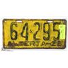 1926 ALBERTA LICENSE PLATE.