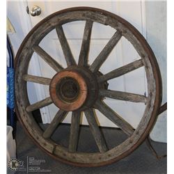 ANTIQUE WOODEN WAGON WHEEL