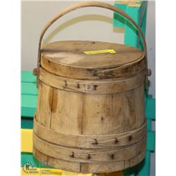 VINTAGE FARMERS STORAGE BUTTER KEEPER WOOD