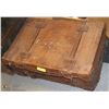 LARGE ANTIQUE ALL LEATHER LUGGAGE TRUNK.